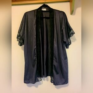 90's vintage black lace short night Robe